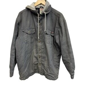 Dickies Men's XL Jacket Fleece Hooded Canvas Snap Zip Quilted Lined Grunge Skate